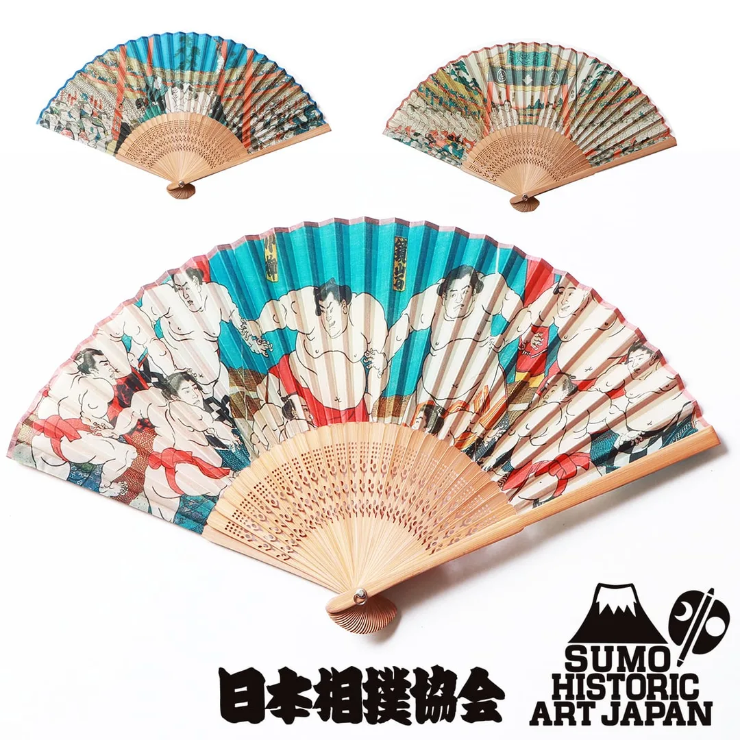 Edo Sumo Nishiki-e Folding Fan — Officially Licensed by the Japan Sumo Association